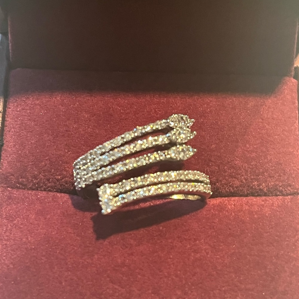 14K White Gold Bypass Ring with Diamonds. Just appraised Aug 1 at $2,478